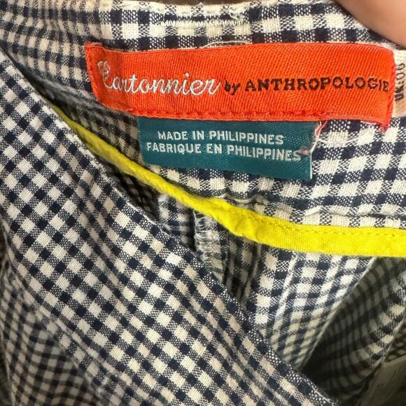 Cartonnier By Anthropologie Gingham Trouser Pants Tie Waist White Black Size 2 - Picture 11 of 14